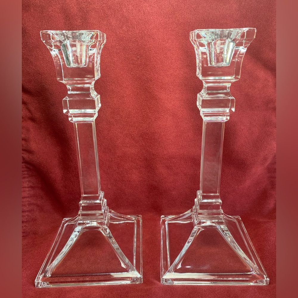 Pair of Glass Candlestick Holders